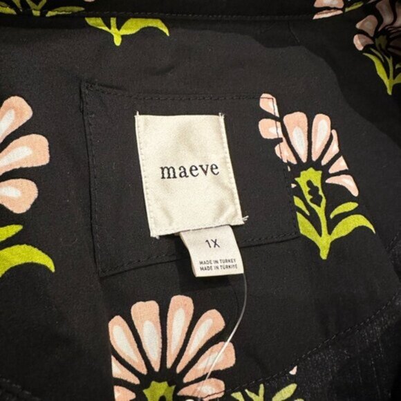 Maeve Bettina Black Floral Midi Dress 1X Anthropologie - Picture 7 of 11